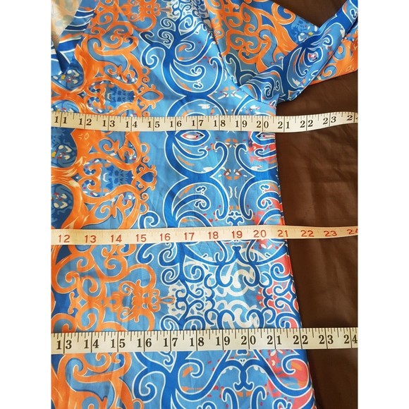 Y2k Womens Blouse Paisley Plus Sz 2XL V Neckline 3/4 Button Tab Artsy Colorful - Picture 11 of 13